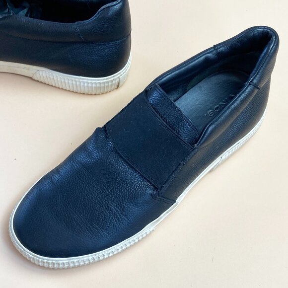 Vince Slip On Leather Sneakers Black - Size 9 - Picture 8 of 10